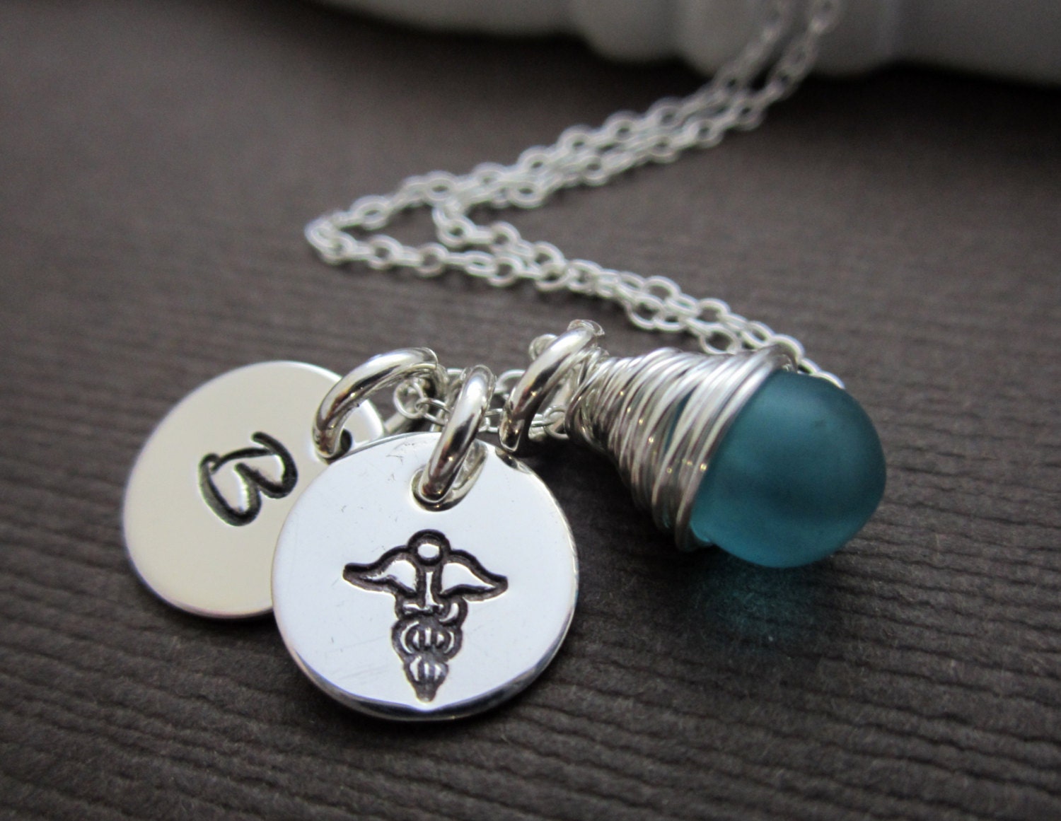 Nurse RN/ LPN Nurses Jewelry, Nurses Graduation/ Retirement Gift, Personalized Hand Stamped RN Jewelry Birthstone Necklace