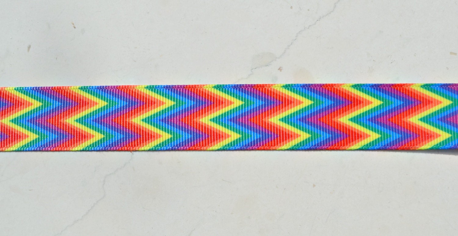 Rainbow chevron striped 7/8" grosgrain ribbon Il_570xn