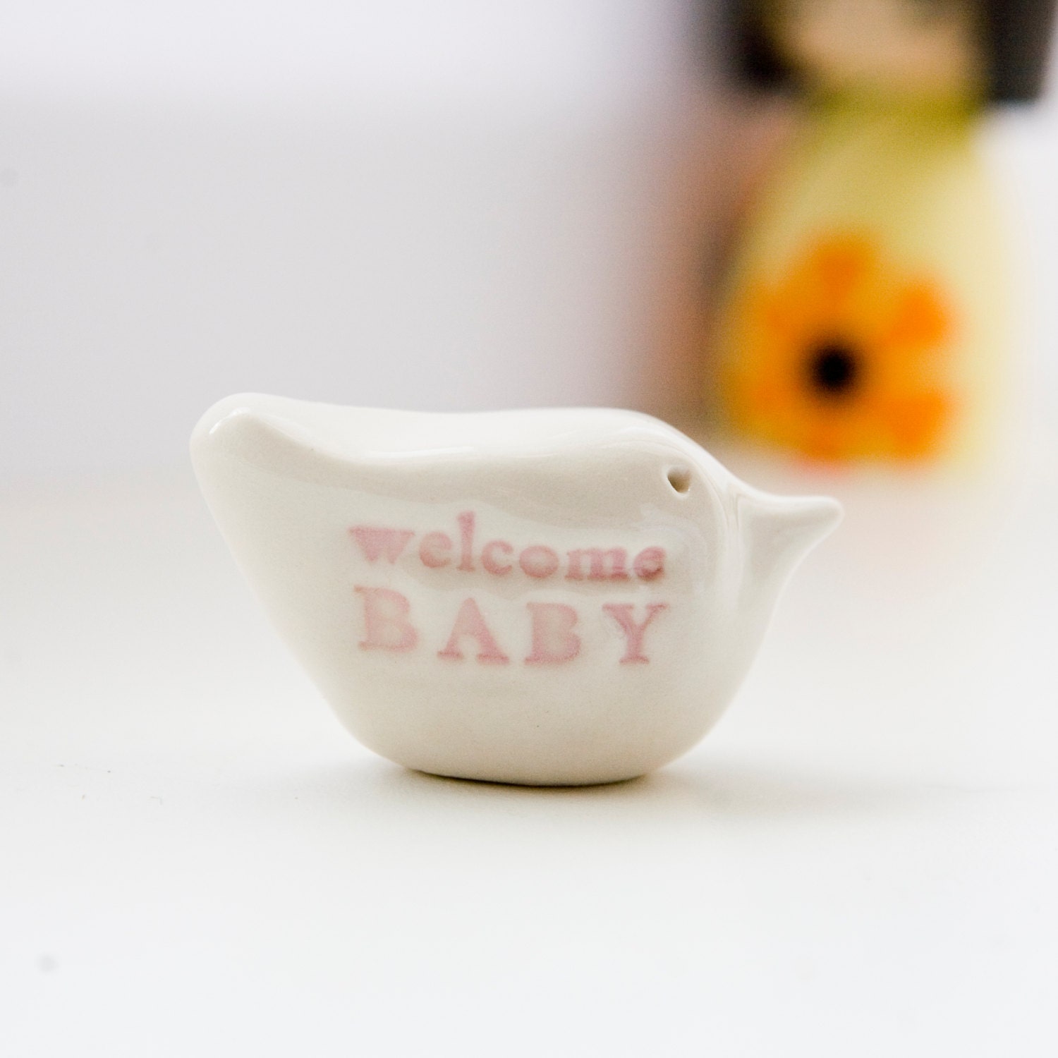 Welcome Baby bird new baby gift keepsake Christening naming baby shower