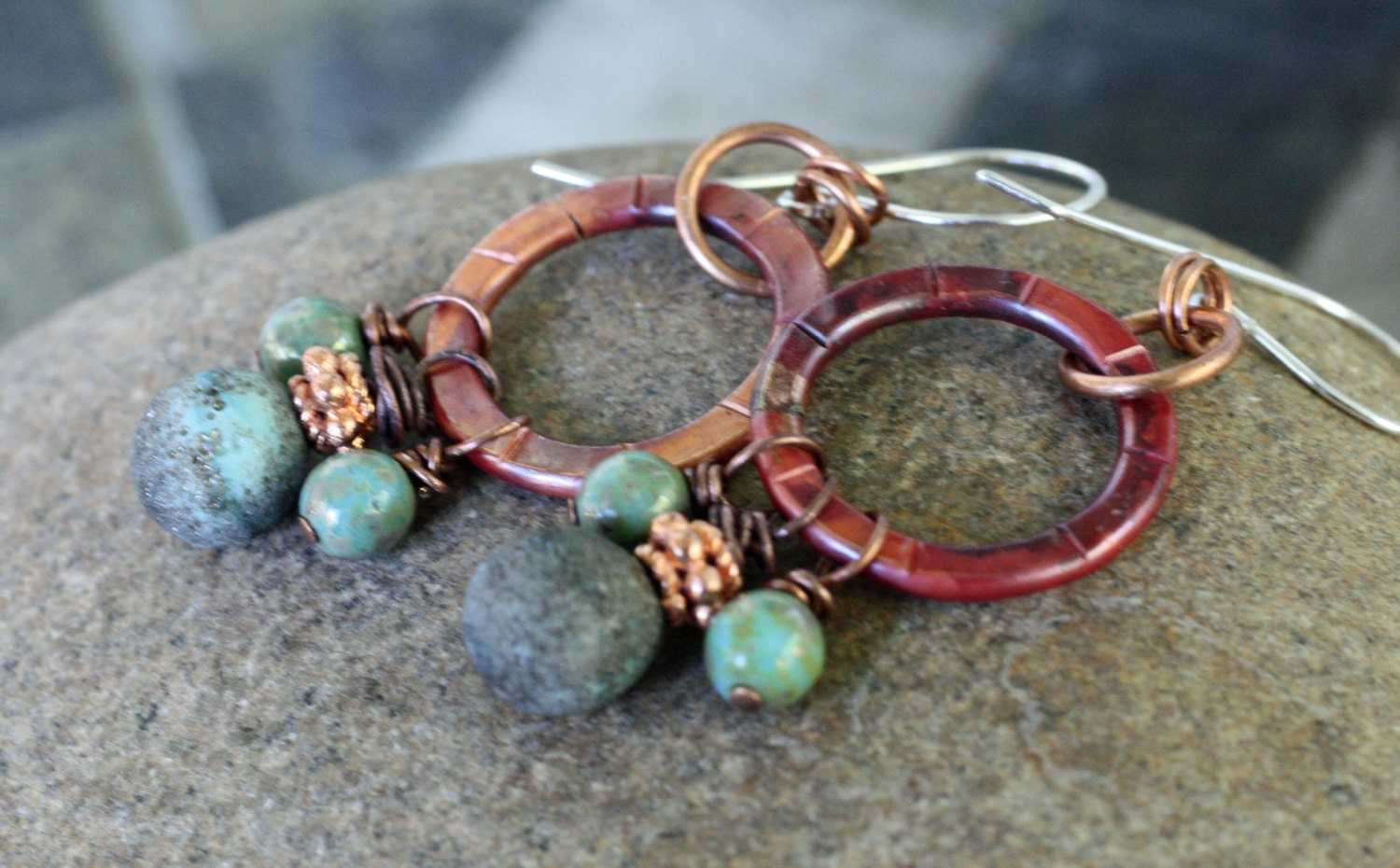 Art glass and copper chandeliers