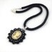 Bead rope necklace a black with victorian style cameo pendant, beads emboidery ,beaded jewelry, beadwork necklace