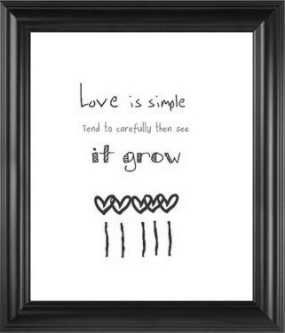 Black and White Illustration LOVE Print Love Typography Couple Wedding Shower
