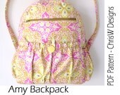 INSTANT DOWNLOAD - Lined Zippered Backpack PDF Sewing Pattern - Amy by ChrisW Designs