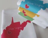 I Love West Virginia Napkins in Pop Color- Set of FOUR