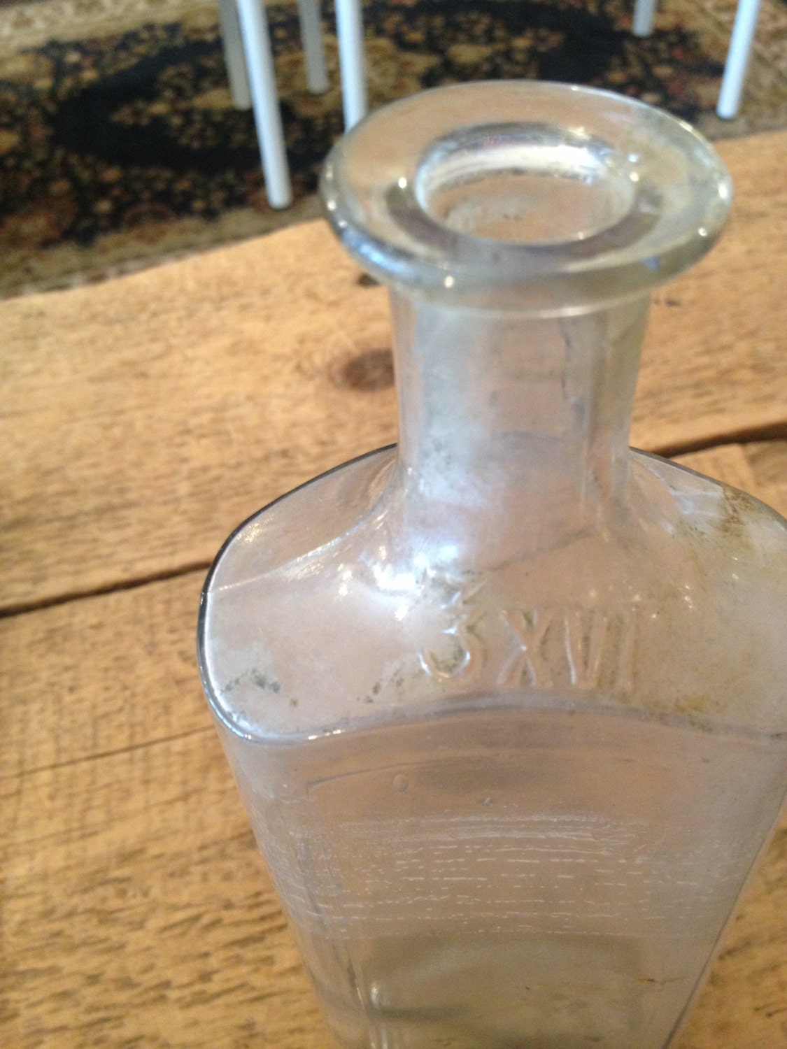Vintage Clear Everett Glass Liquor Bottle