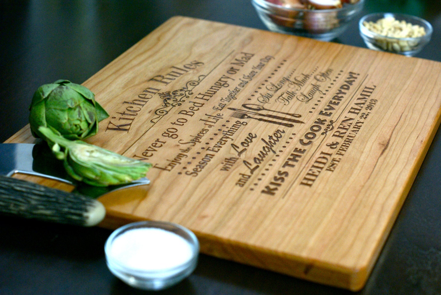 Personalized Cutting Board, Custom Engraved - 12" x 15" for Families. Wedding Gift, Anniversary Gifts