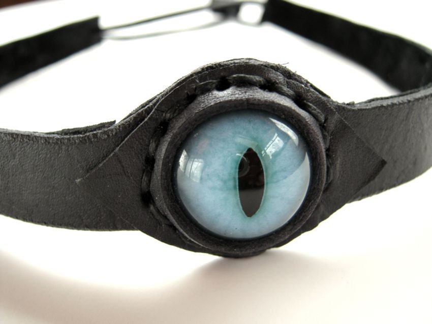 Leather Headband Blue Dragon Eye Fantasy Headband Medieval Crown Barbarian Headband