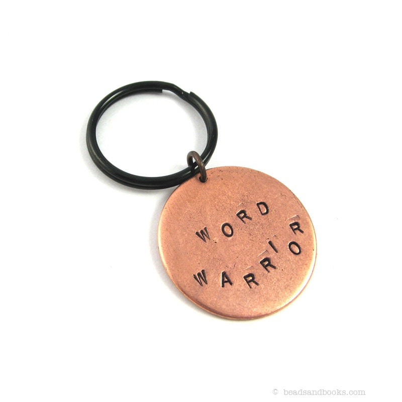Stamped Key Chain: Word Warrior (Gift for Writers, Keychain)