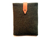 iPad mini case - Olive Military Blanket with leather closure