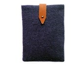 iPad mini case - Navy Blue Military Blanket with leather closure