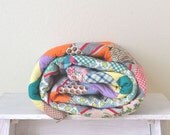 Double-Sized Quilt Early 1900s Triangle Fan and Square Pattern Americana Patchwork