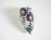 Vintage Floral Pottery Wall Pocket Vase - Cottage Decor