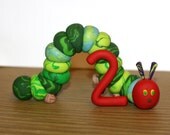 The Very Hungry Caterpillar with Age - Clay Birthday Cake Topper