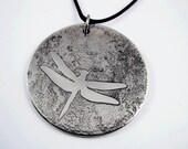 Dragonfly Pendant - Etched Stainless Steel - Handmade