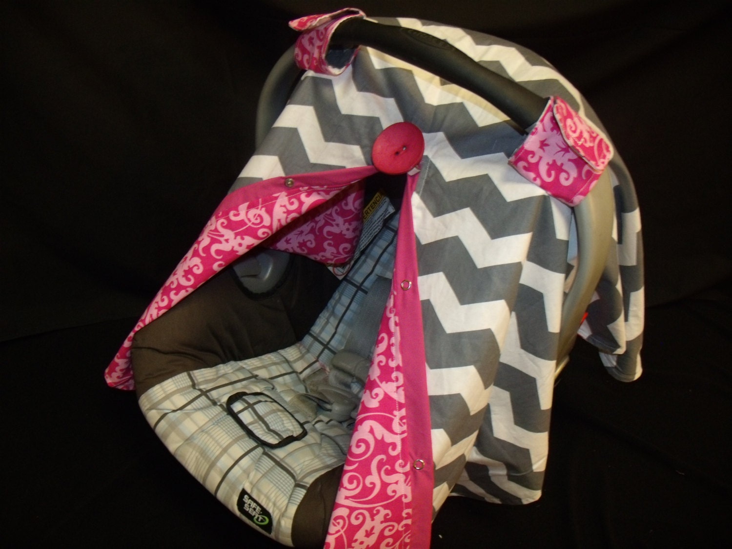 Carseat Canopy 2 Tone Chevron  REVERSIBLE