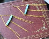 sayen - turquoise and gold geometric triangle arrow dangle earrings