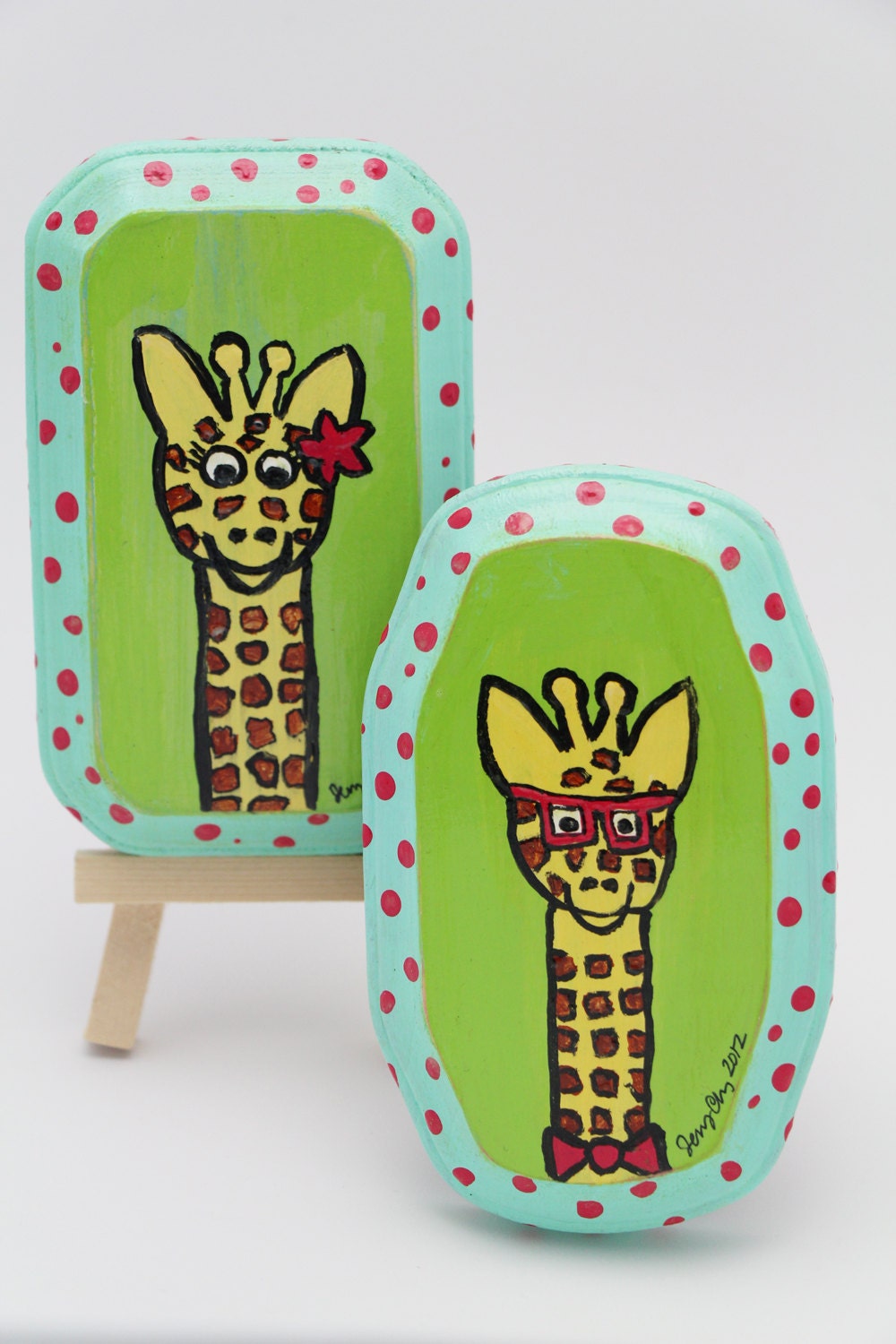 Mr and Mrs Giraffe- Acrylic on Wood