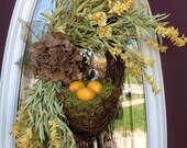 Spring Wreath Summer Wreath Kitchen Grapevine Oval Wreath Basket Decor..."Lemons"