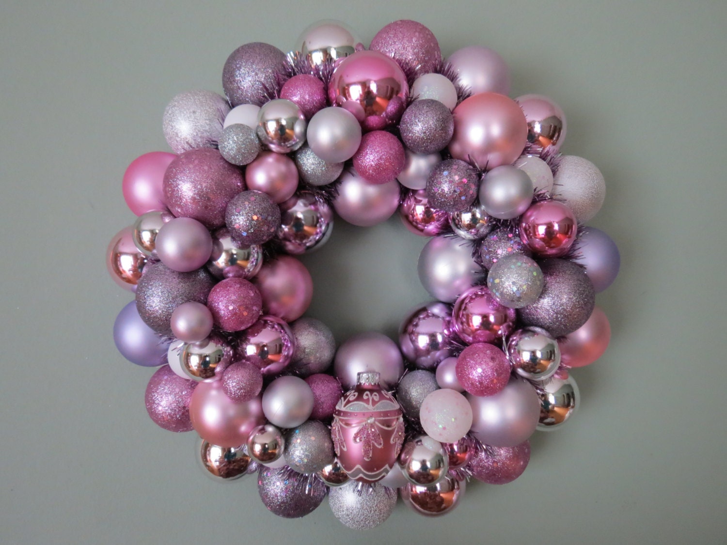 EASTER EGG Ornament Wreath--Pink Lavender Silver