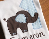 HUGE SA:E- Blue, Boutique Quality, Elephant, Personalized Birthday Shirt /Onesie, Any number