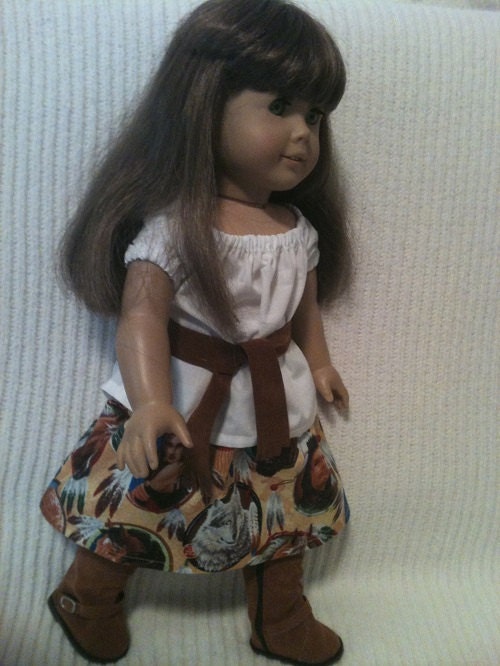 18 inch doll (modeled by American Girl) Native American 3 piece outift with optional boots
