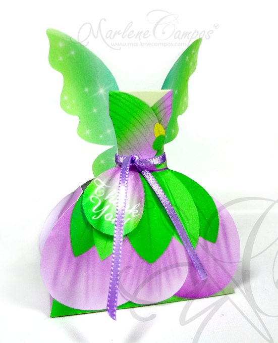 INSTANT DOWNLOAD - Purple and Green Fairy Printable Dress Box, Favor Box, Violet, Fairy Birthday Party, Birthday Party - Paper Art by MC Il_570xn