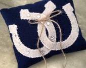 Rustic ring bearer pillow, horseshoe