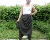 Comfortable Ninja Pleated pants,Unisex, Green Cotton Jersey.