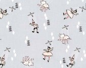 Let's Pretend by Sarah Jane for Michael Miller, marionettes in gray, 1 yard