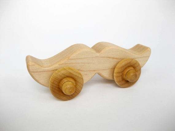 Organic Wooden Toy Mustache Car Wooden Natural Wood