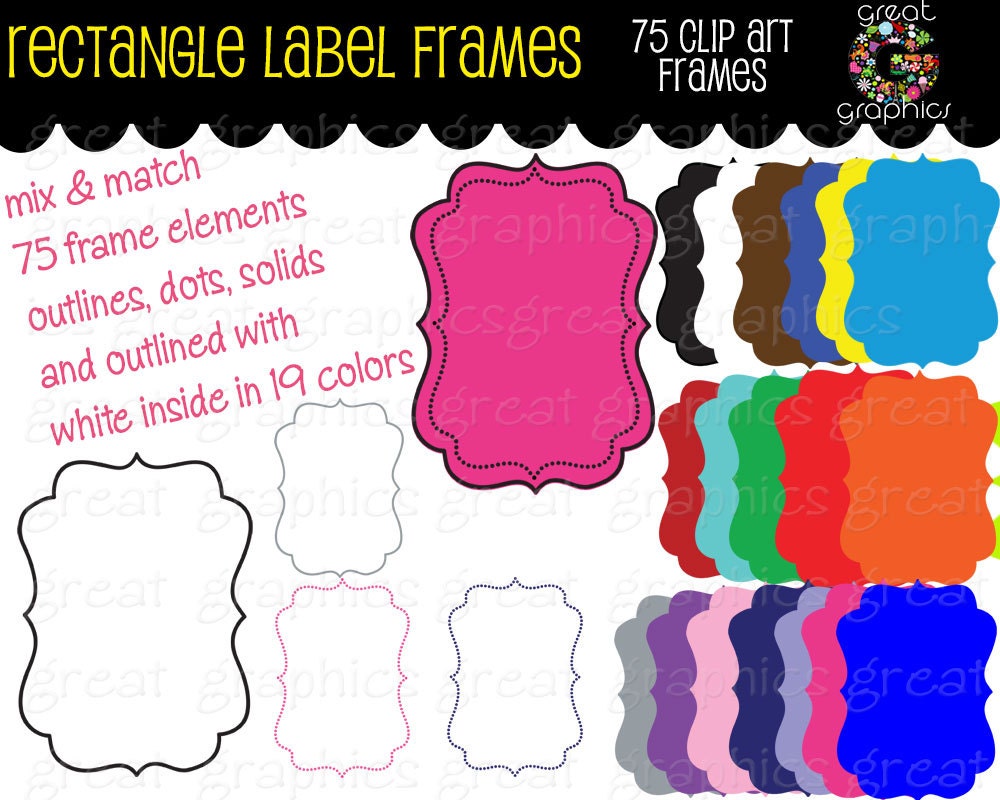 Label Clip Art Frame Digital Clipart Frame Clip Art Printable Dot Frame Rectangle Digital Frame Scrapbook Clip Art - Instant Download Il_170x135