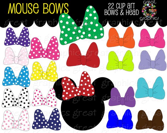 Mouse Bow Clipart, Inspired Minnie Mouse Bow Clipart, Mouse Bow Digital Clipart, Instant Download Il_570xn