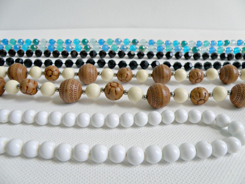 Set of 4 Vintage Beaded Costume Jewelry Necklaces - Ships FREE in the USA