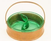 Vintage COPPER and EMERALD Server Nut Dish by Montreal Watch Case Co