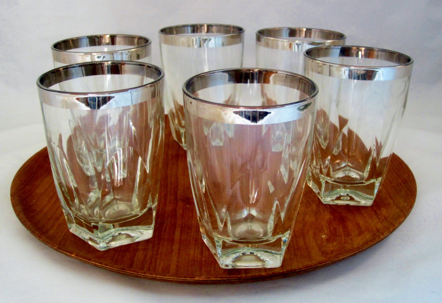 Mid Century SILVER RIMMED Tumbler Glassware