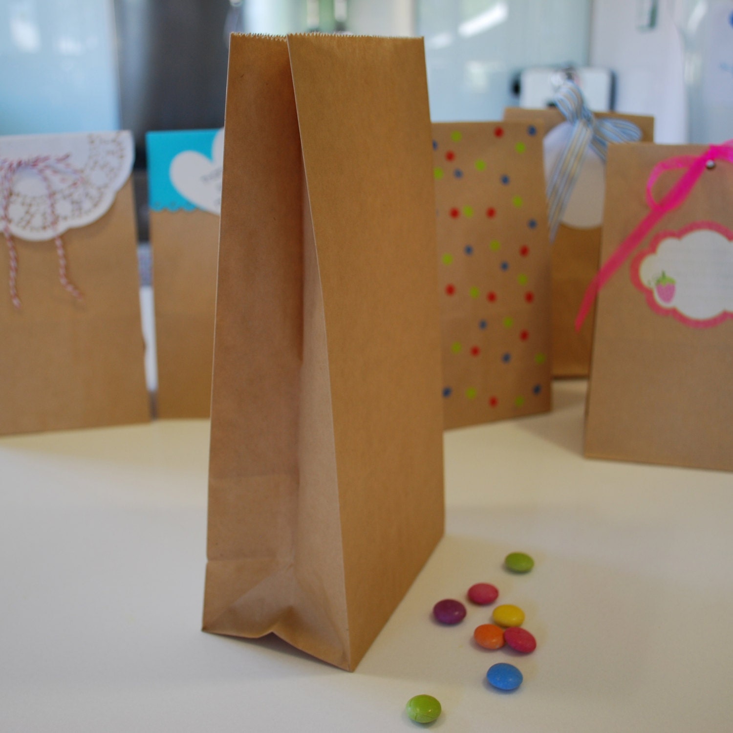 Paper Bag Brown Kraft - 10 Flat Bottom Bags Il_570xn
