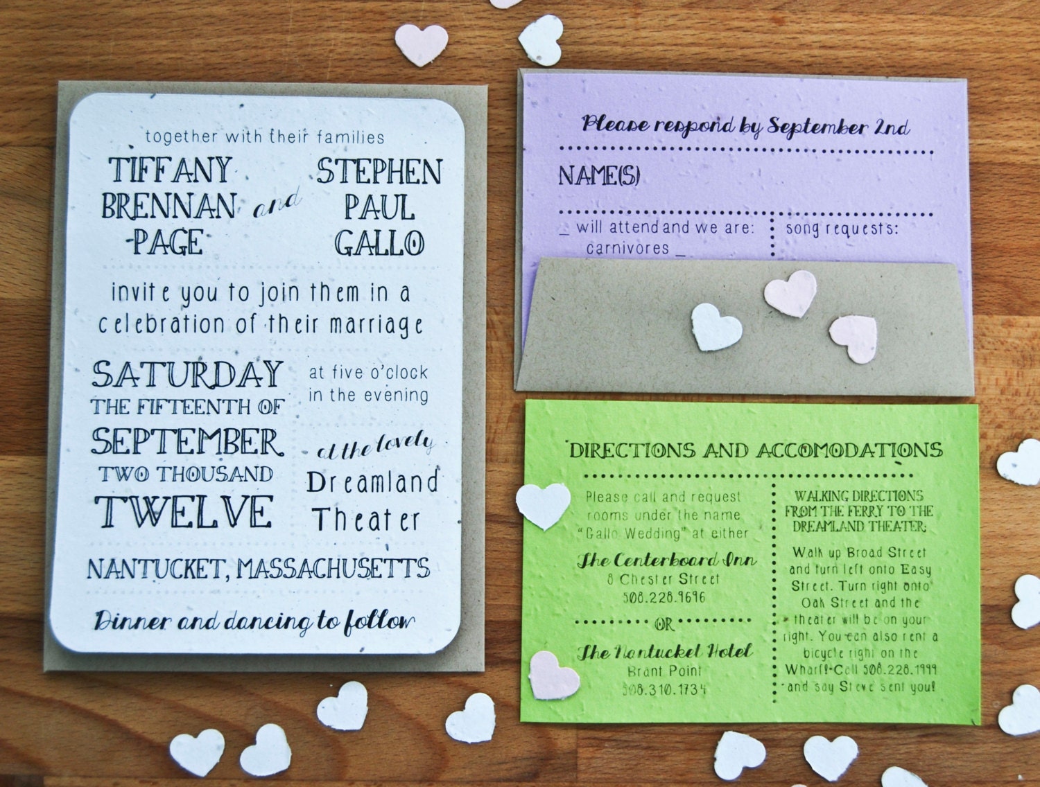 Plantable Seed Paper Wedding Invitation Suite, Simple Typography Design - Set of 25