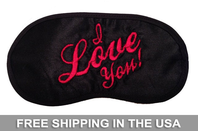 I Love You Black Embroidered Eye Mask (FREE SHIPPING in the USA)