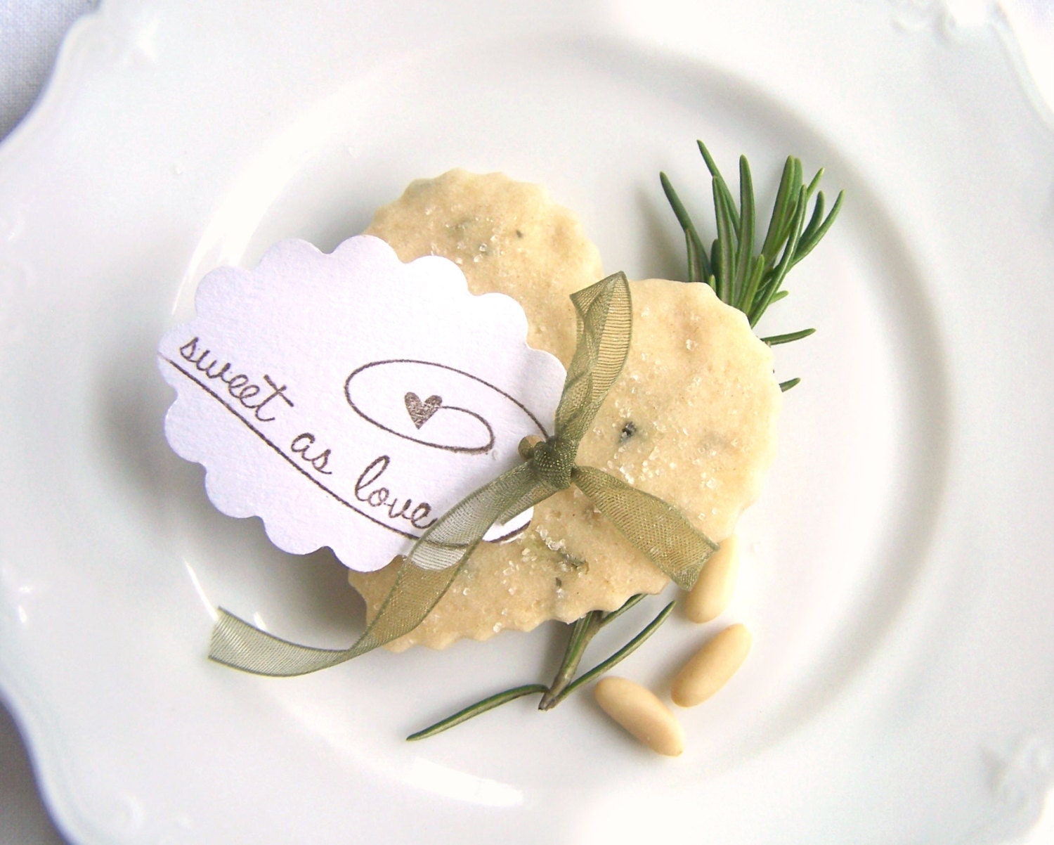 Rosemary Pine Nut Shortbread Cookies 1 Dozen Wedding Cookies