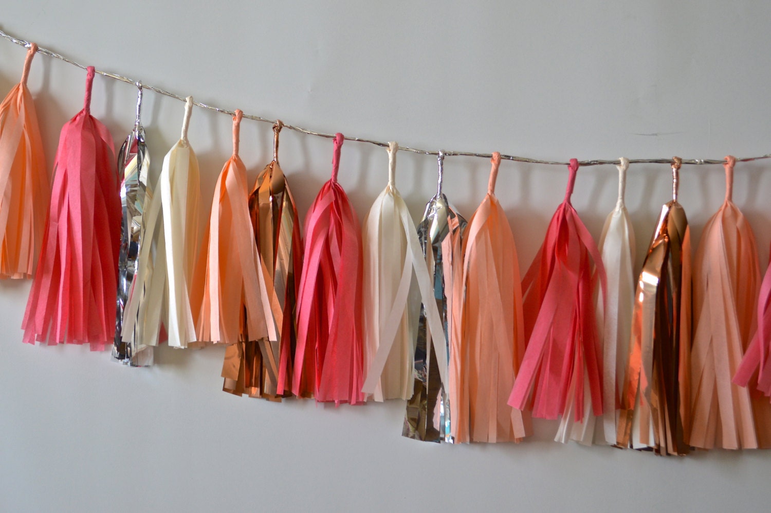 Sugar Rush Coral Sparkle & Shine Tissue Tassel Garland