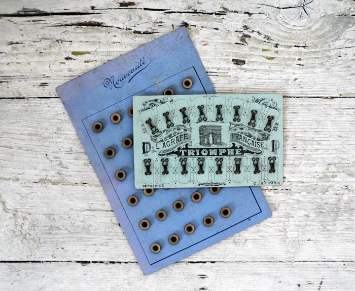 VINTAGE ///// French Button Cards, Set of 2