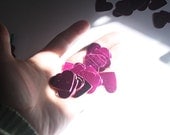 Magenta/ Fuschia Hearts Wedding Confetti for party or cake tables-80 pieces made of foil paper