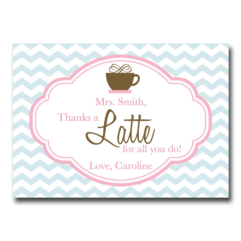 Printable Personalized Coffee themed Teacher Appreciation Card Il_570xn