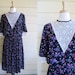 1970s Floral and Lace Dress / 70s Peasant Dress