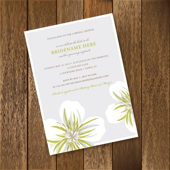 White Floral Bridal Shower Invitation