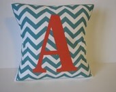 Personalized pillow initial chevron pattern