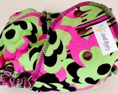 Fitted Diaper in Mardigras - OS 12-35lbs - serged hot pink cv