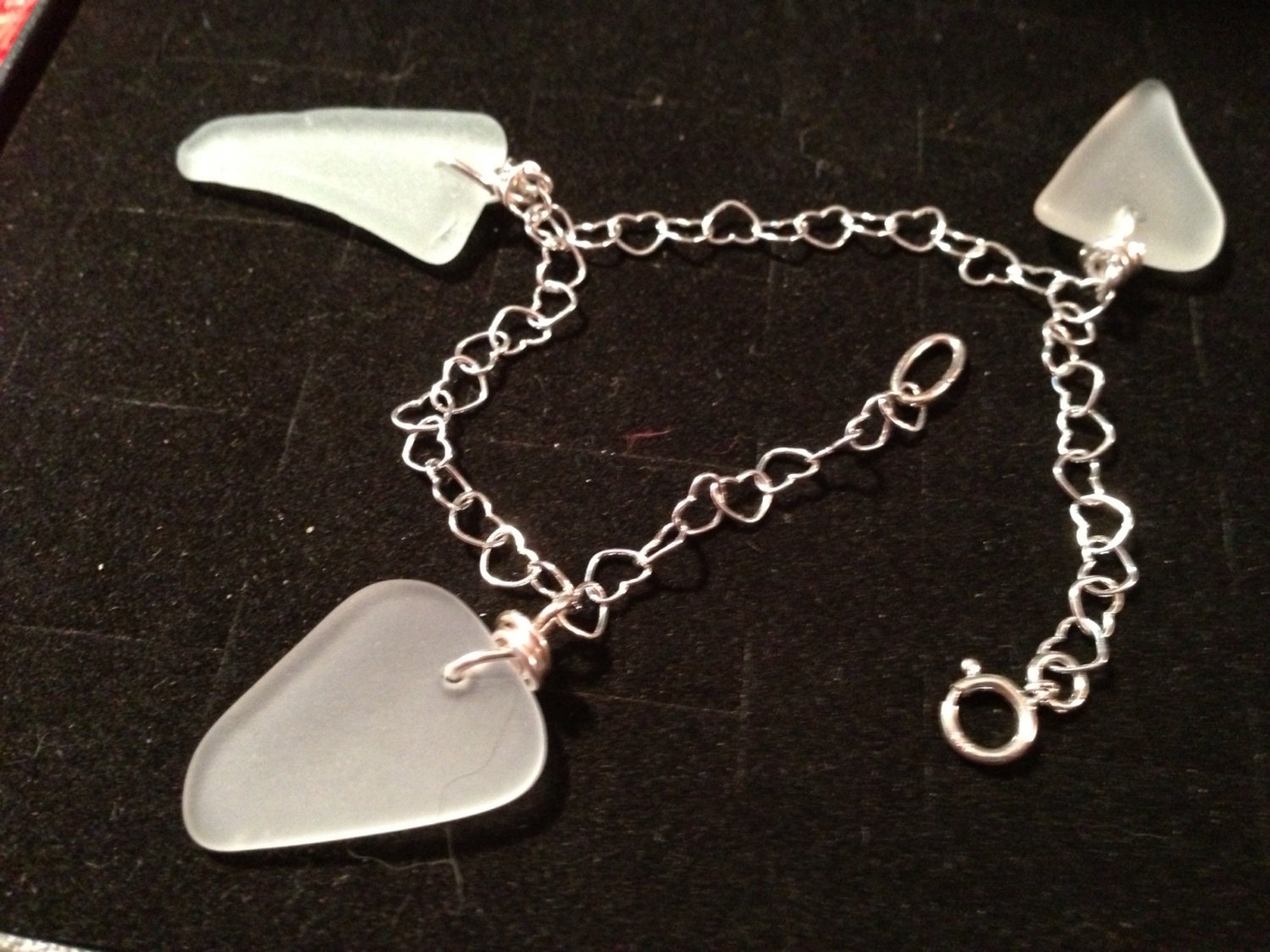 Sterling beach glass bracelet
