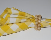 Cloth Napkins Romantic Cottage Chic Yellow Gingham Check Set of Four 16"