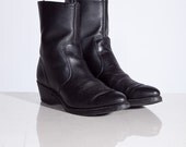 Black Leather Western Cowboy Boot / Mens 9 / Womens 10 / 11